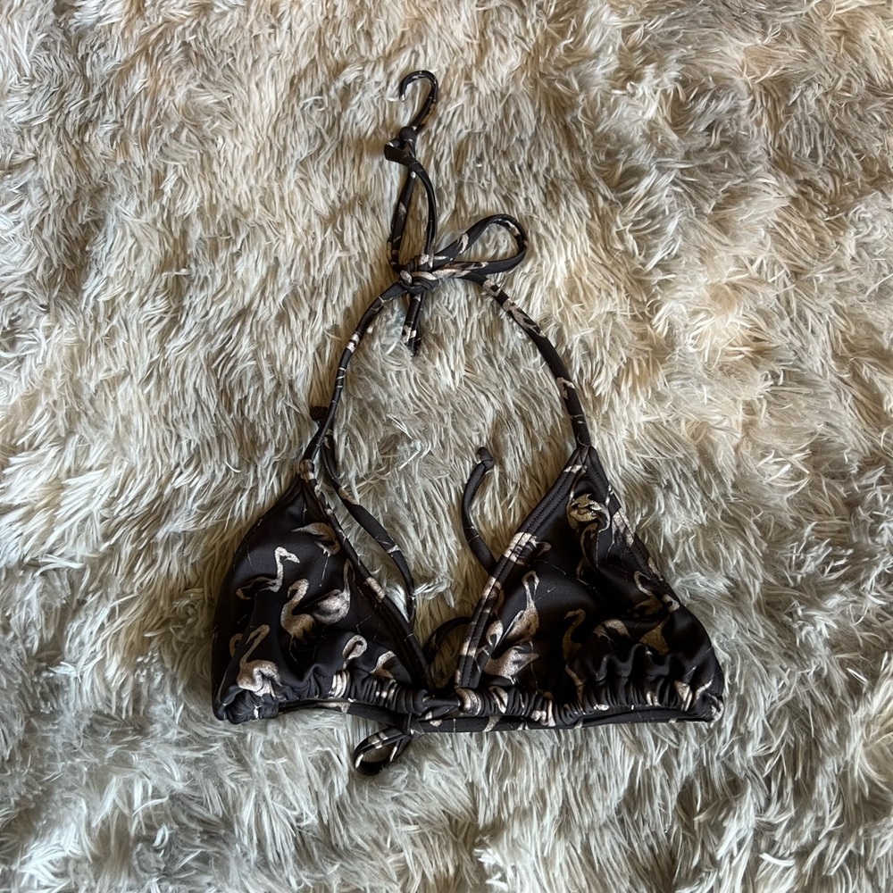 Billabong Gray And Cream Flamingo Bikini Top